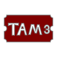 TAM3 Logo: Cartoony red ticket with TAM3 on it.
